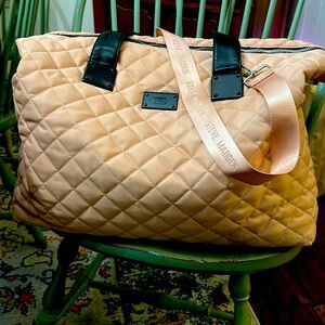 Steve Madden pink quilted overnight bag